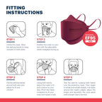 BNX 20-Pack KN95 Face Masks, Disposable Particulate KN95 Mask Made in USA, Tri-Fold Cup/Fish Style, Red
