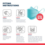 BNX 20-Pack KN95 Face Masks, Disposable Particulate KN95 Mask Made in USA, Tri-Fold Cup/Fish Style, Teal
