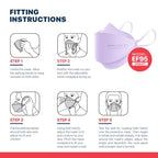 BNX 20-Pack KN95 Face Masks, Disposable Particulate KN95 Mask Made in USA, Tri-Fold Cup/Fish Style, Violet