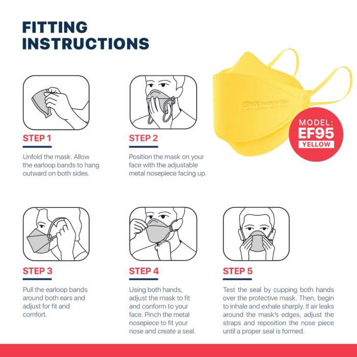 BNX 20-Pack KN95 Face Masks, Disposable Particulate KN95 Mask Made in USA, Tri-Fold Cup/Fish Style, Yellow