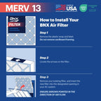 BNX TruFilter 14x25x1 MERV 13 Pleated Air Filter - Made in USA - Electrostatic Charged HVAC AC Furnace Filters - Removes Pollen, Mold, Bacteria, Smoke (6 Pack)