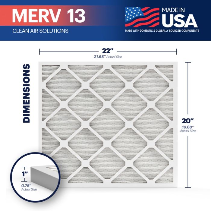 BNX TruFilter 18x24x1 Air Filter MERV 13 (4-Pack) - MADE IN USA - Electrostatic Pleated Air Conditioner HVAC AC Furnace Filters for Allergies, Pollen, Mold, Bacteria, Smoke, Allergen, MPR 1900 FPR 10