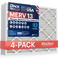 BNX TruFilter 20x25x1 MERV 13 Pleated Air Filter - Made in USA - Electrostatic Charged HVAC AC Furnace Filters - Removes Pollen, Mold, Bacteria, Smoke (4 Pack)
