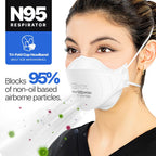 BNX N95 Mask NIOSH Certified MADE IN USA Particulate Respirator Protective Face Mask, Tri-Fold Cup/Fish Style, (50-Pack, Approval Number TC-84A-9362 / Model F95W) White