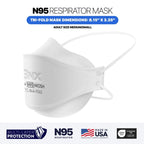 BNX N95 Mask NIOSH Certified MADE IN USA Particulate Respirator Protective Face Mask, Tri-Fold Cup/Fish Style, (50-Pack, Approval Number TC-84A-9362 / Model F95W) White