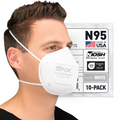 BNX N95 Mask NIOSH Certified MADE IN USA Particulate Respirator Protective Face Mask (10-Pack, Approval Number TC-84A-9315 / Model H95W) White