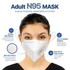 BNX N95 Mask NIOSH Certified MADE IN USA Particulate Respirator Protective Face Mask (50-Pack, Approval Number TC-84A-9315 / Model H95W) White