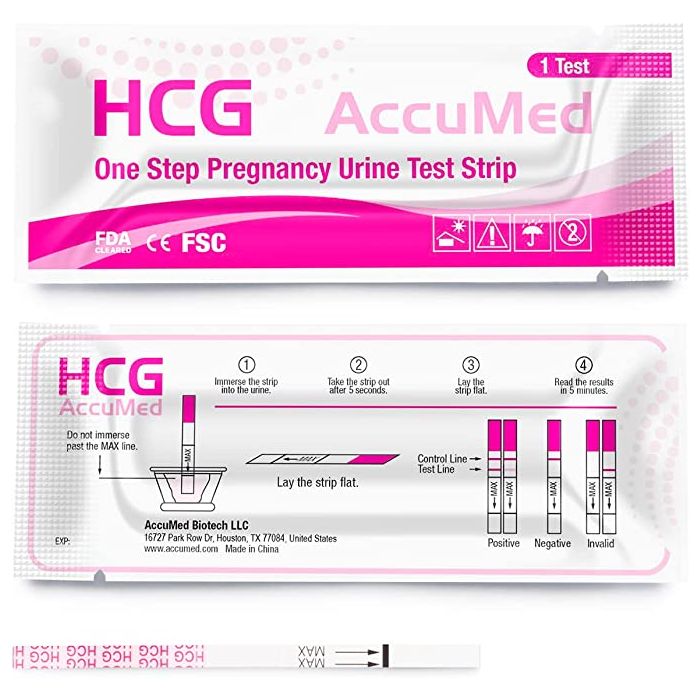 AccuMed 25-Count Pregnancy (HCG) Test Strips, Clear and Accurate Results, 99% Accurate