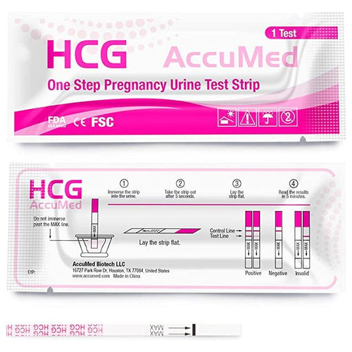 AccuMed 25-Count Pregnancy (HCG) Test Strips, Clear and Accurate Results, 99% Accurate