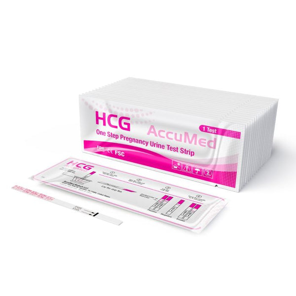 AccuMed 25-Count Pregnancy (HCG) Test Strips, Clear and Accurate Results, 99% Accurate