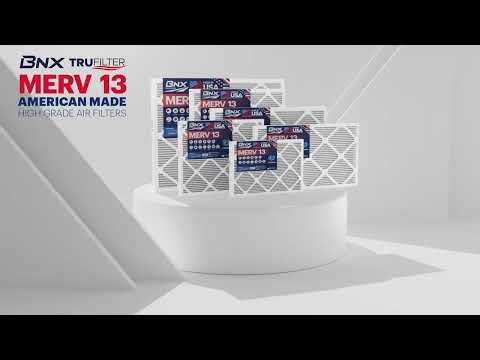 BNX TruFilter 20x25x1 MERV 13 Pleated Air Filter - Made in USA - Electrostatic Charged HVAC AC Furnace Filters - Removes Pollen, Mold, Bacteria, Smoke (4 Pack)