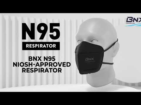 BNX N95 Mask NIOSH Certified MADE IN USA Particulate Respirator Protective Face Mask (10-Pack, Approval Number TC-84A-9315 / Model H95B) Black
