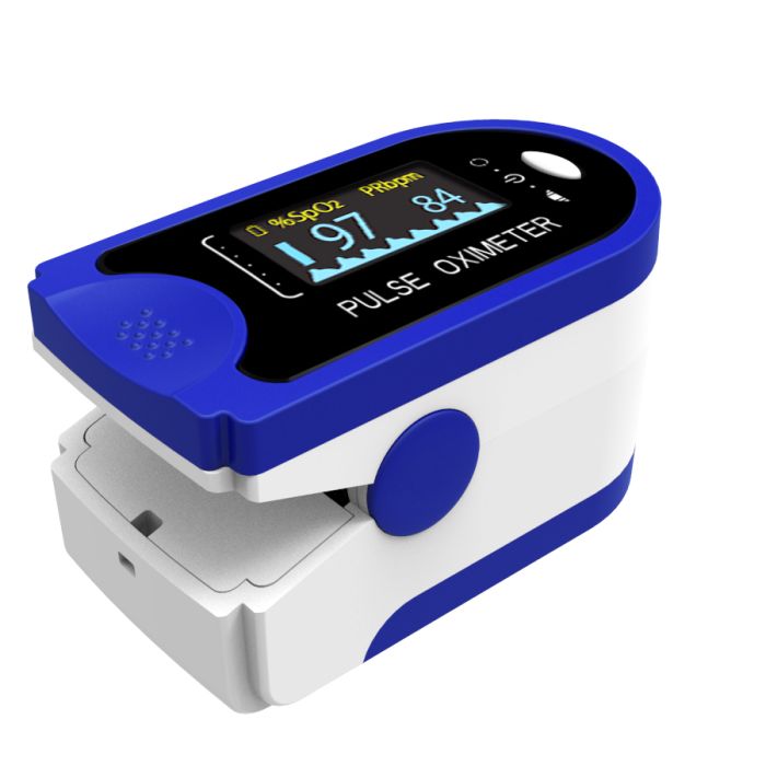 AccuMed CMS-50D Finger Pulse Oximeter Blood Oxygen SpO2 Sports and Aviation Monitor - Blue