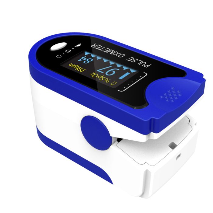 AccuMed CMS-50D Finger Pulse Oximeter Blood Oxygen SpO2 Sports and Aviation Monitor - Blue