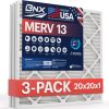 BNX 20x20x1 MERV 13 Pleated Air Filter - Made in USA - Electrostatic Charged HVAC AC Furnace Filters - Removes Pollen, Mold, Bacteria, Smoke (3 Pack)