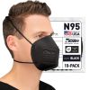 BNX N95 Mask NIOSH Certified MADE IN USA Particulate Respirator Protective Face Mask (10-Pack, Approval Number TC-84A-9315 / Model H95B) Black