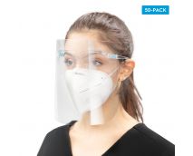 AccuMed 50-Pack Protective Face Shield with Glasses Frame, Fully Transparent Face Shield (50-count)