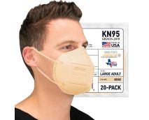 BNX 20-Pack KN95 E95 Protective Face Mask, Disposable Particulate Mask Made in USA, Protection Against Dust, Pollen and Haze, Beige (20 Pack) (Earloop) (Model: E95) Adult Large