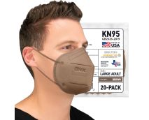 BNX 20-Pack KN95 E95 Protective Face Mask, Disposable Particulate Mask Made in USA, Protection Against Dust, Pollen and Haze, Violet (20 Pack) (Earloop) (Model: E95) Brown, Size: Adult Large
