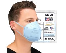 BNX 20-Pack KN95 E95 Protective Face Mask, Disposable Particulate Mask Made in USA, Protection Against Dust, Pollen and Haze, Light Blue  (20 Pack) (Earloop) (Model: E95)