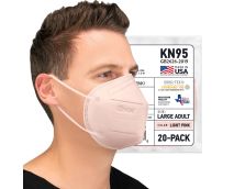 BNX 20-Pack KN95 E95 Protective Face Mask, Disposable Particulate Mask Made in USA, Protection Against Dust, Pollen and Haze, Violet (20 Pack) (Earloop) (Model: E95) Light Pink, Size: Adult Large