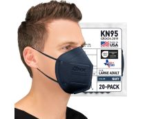 BNX 20-Pack KN95 E95 Protective Face Mask, Disposable Particulate Mask Made in USA, Protection Against Dust, Pollen and Haze, Navy (20 Pack) (Earloop) (Model: E95) Adult Large