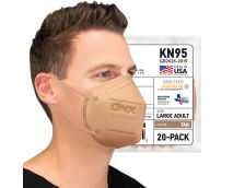 BNX 20-Pack KN95 E95 Protective Face Mask, Disposable Particulate Mask Made in USA, Protection Against Dust, Pollen and Haze, Tan (20 Pack) (Earloop) (Model: E95) Adult Large