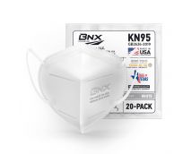 BNX 20-Pack KN95 Face Mask, Disposable Particulate KN95 Mask Made in USA, Protection Against Dust, Pollen and Haze (20 Pack) (Earloop) (Model: E95) White