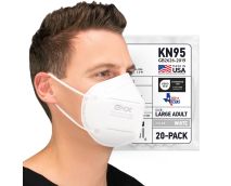 BNX 20-Pack KN95 Face Mask, Disposable Particulate KN95 Mask Made in USA, Protection Against Dust, Pollen and Haze (20 Pack) (Earloop) (Model: E95) White, Size: Adult Large