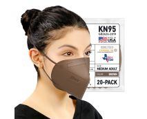 BNX 20-Pack KN95 E95M Protective Face Mask, Disposable Particulate Mask Made in USA, Protection Against Dust, Pollen and Haze, Brown (20 Pack) (Earloop) (Model: E95M) Size: Adult Medium