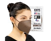 BNX 20-Pack KN95 E95M Protective Face Mask, Disposable Particulate Mask Made in USA, Protection Against Dust, Pollen and Haze, Brown (20 Pack) (Earloop) (Model: E95M) Size: Adult Medium