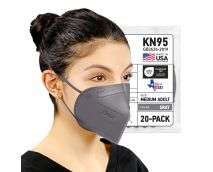 BNX 20-Pack KN95 E95M Protective Face Mask, Disposable Particulate Mask Made in USA, Protection Against Dust, Pollen and Haze, Gray (20 Pack) (Earloop) (Model: E95M)