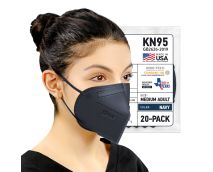 BNX 20-Pack KN95 E95M Protective Face Mask, Disposable Particulate Mask Made in USA, Protection Against Dust, Pollen and Haze, Navy (20 Pack) (Earloop) (Model: E95M)