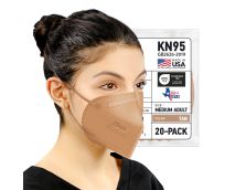 BNX 20-Pack KN95 E95M Protective Face Mask, Disposable Particulate Mask Made in USA, Protection Against Dust, Pollen and Haze, Tan (20 Pack) (Earloop) (Model: E95M)