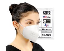 BNX 20-Pack KN95 E95M Protective Face Mask, Disposable Particulate Mask Made in USA, Protection Against Dust, Pollen and Haze, White(20 Pack) (Earloop) (Model: E95M) Adult Medium