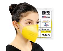 BNX 20-Pack KN95 E95M Protective Face Mask, Disposable Particulate Mask Made in USA, Protection Against Dust, Pollen and Haze, Yellow (20 Pack) (Earloop) (Model: E95M) Size: Adult Medium