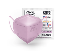 BNX 20-Pack Kids KN95 Face Mask, Children's Disposable Particulate KN95 Mask Made in USA, Protection Against Dust, Pollen and Haze (20 Pack) (Earloop) (Model: E95S) Violet