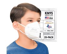 BNX 20-Pack Kids KN95 Face Mask, Children's Disposable Particulate KN95 Mask Made in USA, Protection Against Dust, Pollen and Haze (20 Pack) (Earloop) (Model: E95S) White