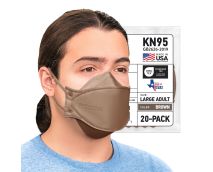 BNX 20-Pack KN95 Face Masks, Disposable Particulate KN95 Mask Made in USA, Tri-Fold Cup/Fish Style, Brown