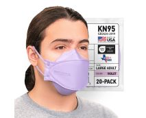 BNX 20-Pack KN95 Face Masks, Disposable Particulate KN95 Mask Made in USA, Tri-Fold Cup/Fish Style, Violet