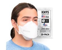 BNX 20-Pack KN95 Face Masks, Disposable Particulate KN95 Mask Made in USA, Tri-Fold Cup/Fish Style, White