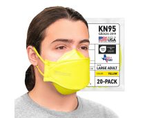 BNX 20-Pack KN95 Face Masks, Disposable Particulate KN95 Mask Made in USA, Tri-Fold Cup/Fish Style, Yellow