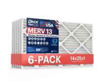 BNX TruFilter 14x25x1 MERV 13 Pleated Air Filter - Made in USA - Electrostatic Charged HVAC AC Furnace Filters - Removes Pollen, Mold, Bacteria, Smoke (6 Pack)