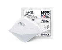 BNX 20-Pack N95 Mask Respirator (NIOSH) - A96-2W Duckbill Style MADE IN USA Safety Face Mask, Air Filtration, Disposable Particulate Filtering Respirator (Model: A96-2W) White