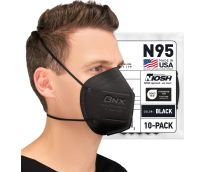 BNX N95 Mask NIOSH Certified MADE IN USA Particulate Respirator Protective Face Mask (10-Pack, Approval Number TC-84A-9315 / Model H95B) Black