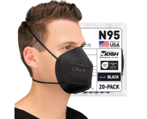 BNX N95 Mask NIOSH Certified MADE IN USA Particulate Respirator Protective Face Mask (20-Pack, Approval Number TC-84A-9315 / Model H95B) Black