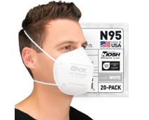 BNX N95 Mask NIOSH Certified MADE IN USA Particulate Respirator Protective Face Mask (20-Pack, Approval Number TC-84A-9315 / Model H95W) White