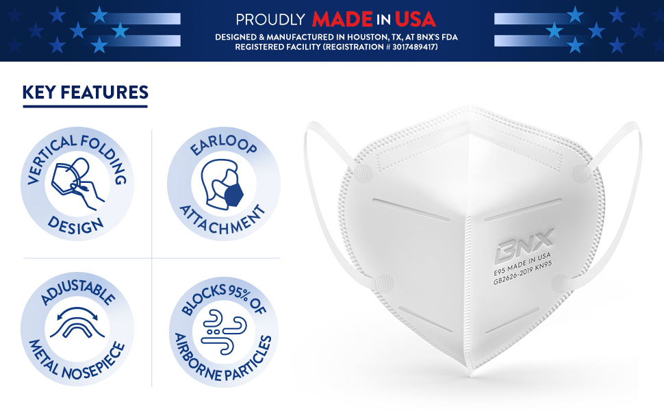 BNX N95 Mask Respirators & KN95 Mask Manufacturer - Made in USA